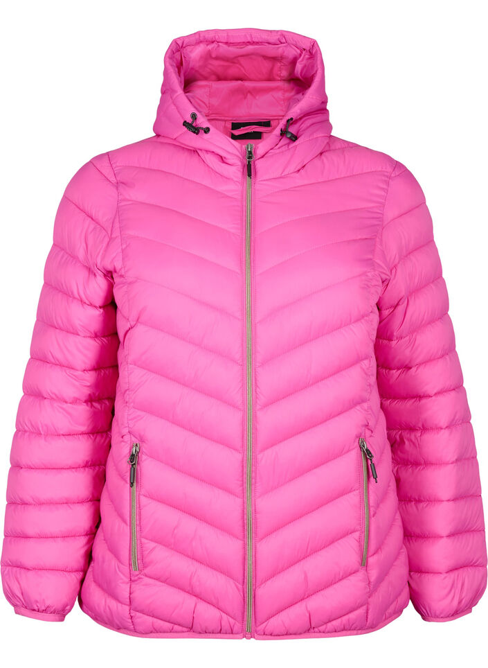Lightweight jacket with hood - Pink - Sz. 42-60 - Zizzifashion