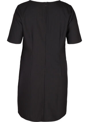 Plain-coloured sheath dress with a v-neck, Black, Packshot image number 1