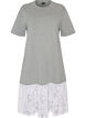 Loose T-shirt dress with lace trim, Grey, Packshot image number 0