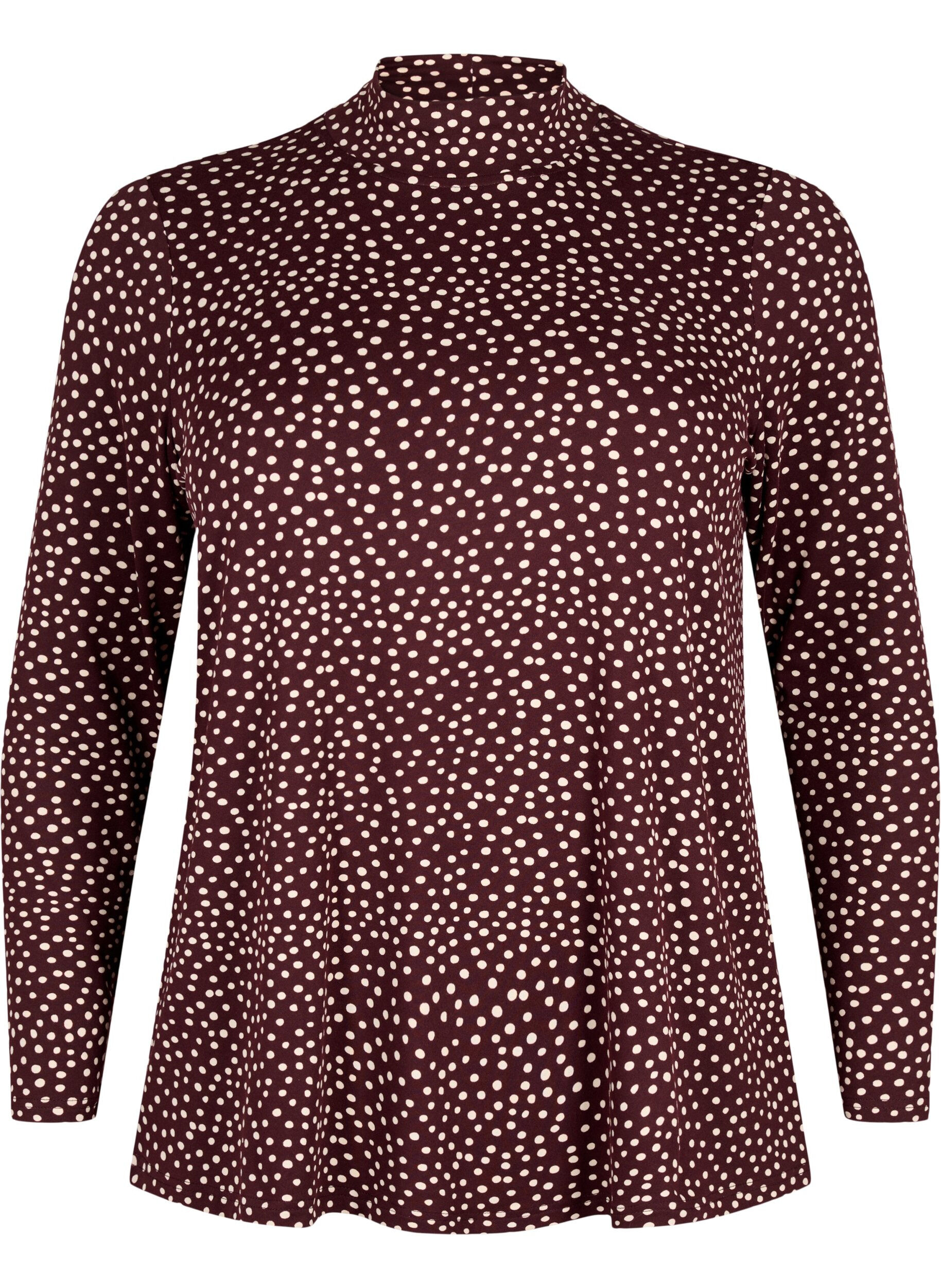 Zizzifashion FLASH - Long sleeve blouse with turtleneck, Dark Bordeaux, Packshot image number 0