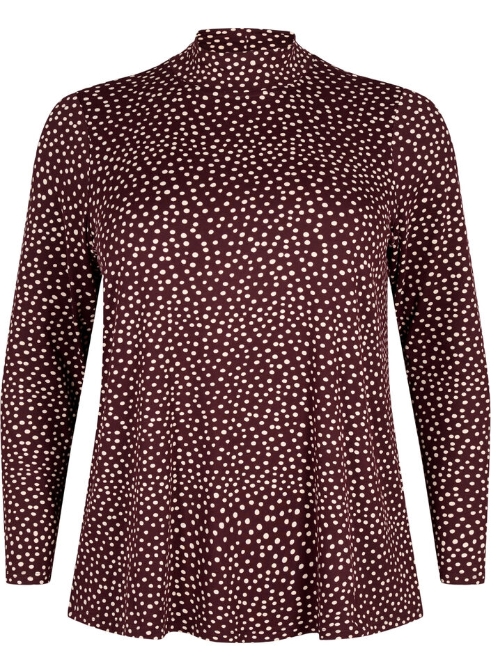 FLASH - Long sleeve blouse with turtleneck, Dark Bordeaux, Packshot image number 0