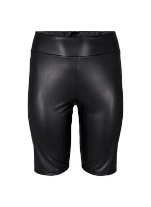 Shiny tight-fitting high-waisted shorts, Black, Packshot image number 0