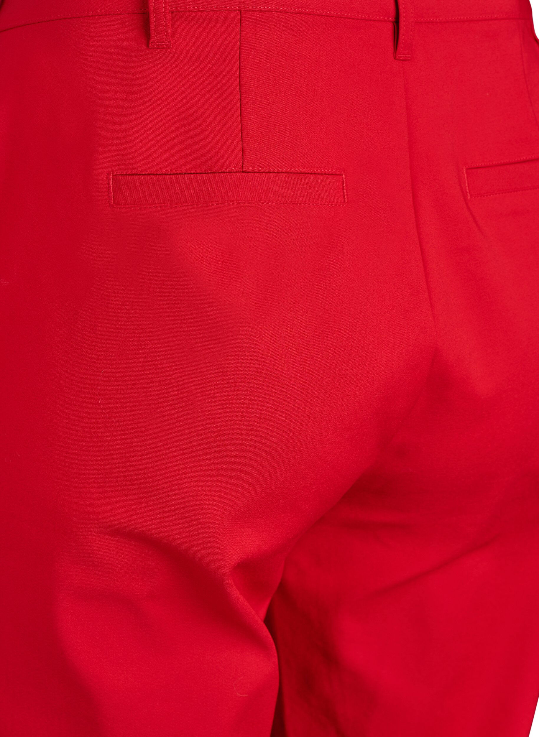Zizzifashion High-waisted trousers with straight legs, Red, Packshot image number 3