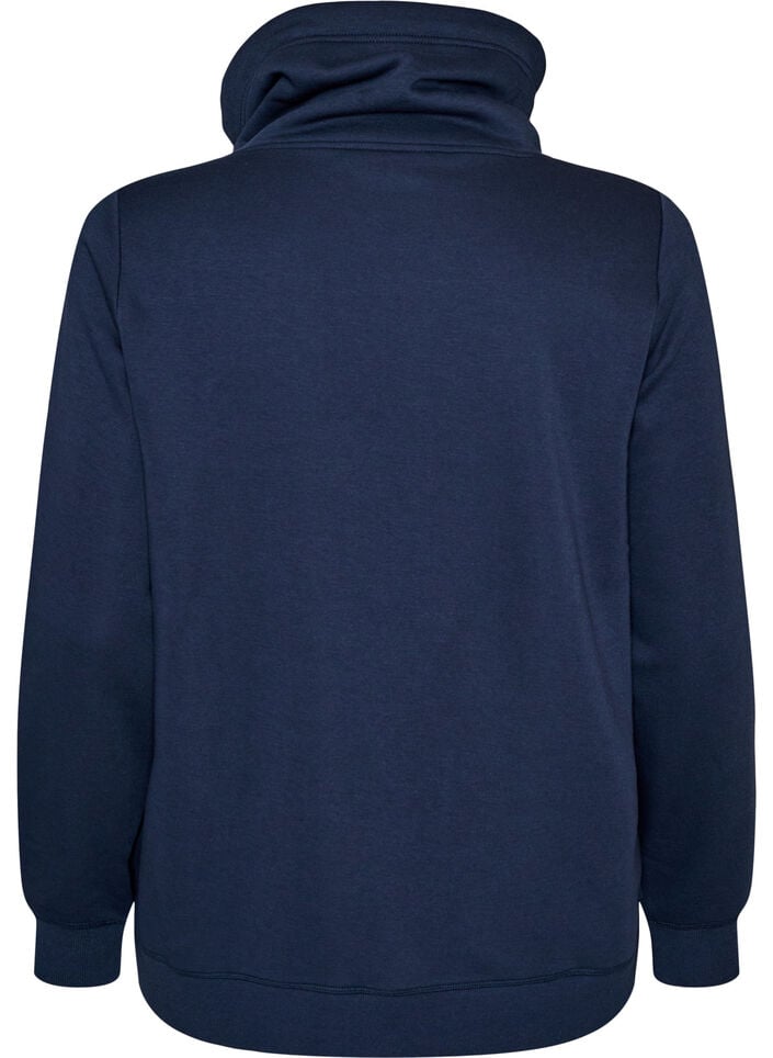 Sweatshirt with high collar and pockets, Blue, Packshot image number 1