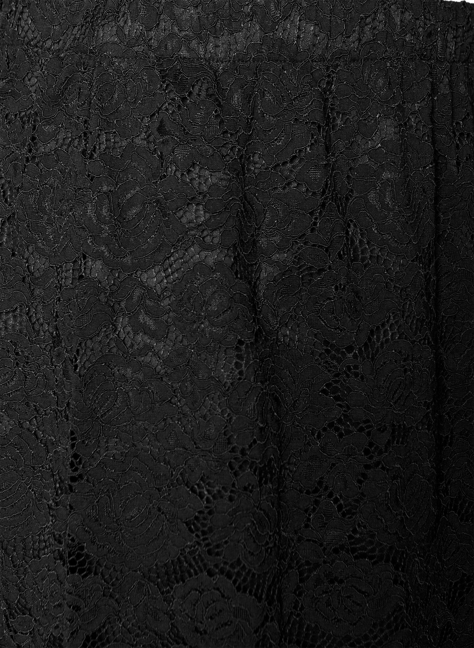 ZizzifashionLace midi skirt with an elasticated waist, Black, Packshot image number 2