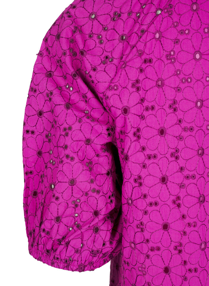Blouse with embroidered floral pattern, Purple, Packshot image number 3