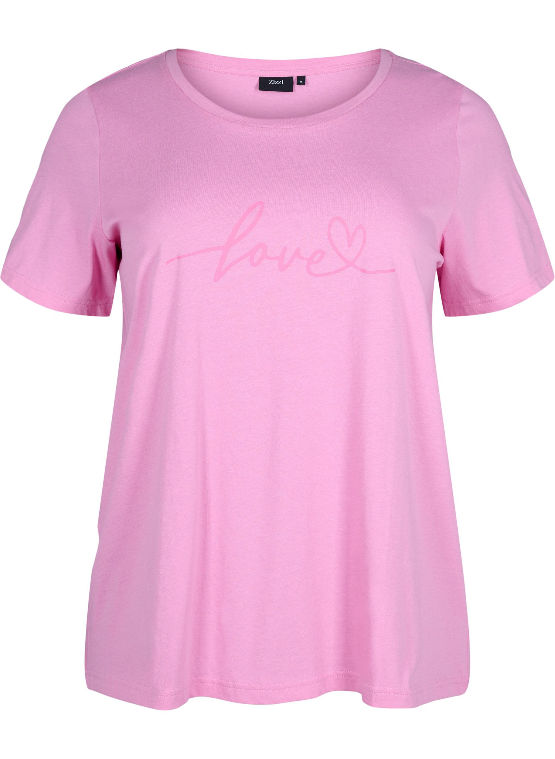 Zizzifashion Crew neck cotton T-shirt with print, RoseBloom W. Love, Packshot image number 0