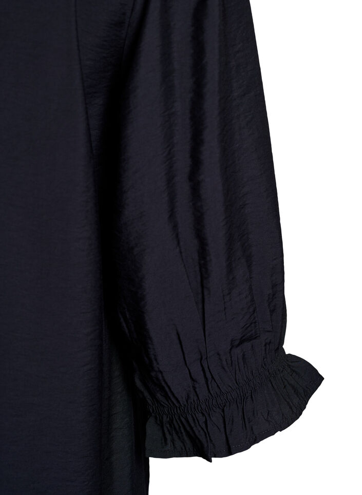 Tunic with 3/4 sleeves and a V-neck, Black, Packshot image number 3