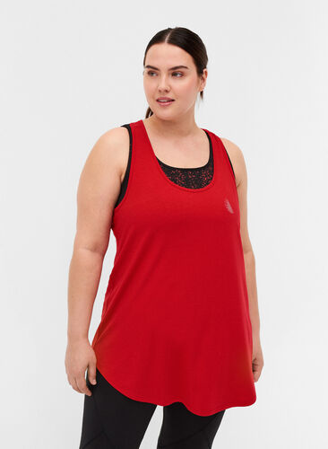 Sports top with racer back, Haute Red, Model image number 0