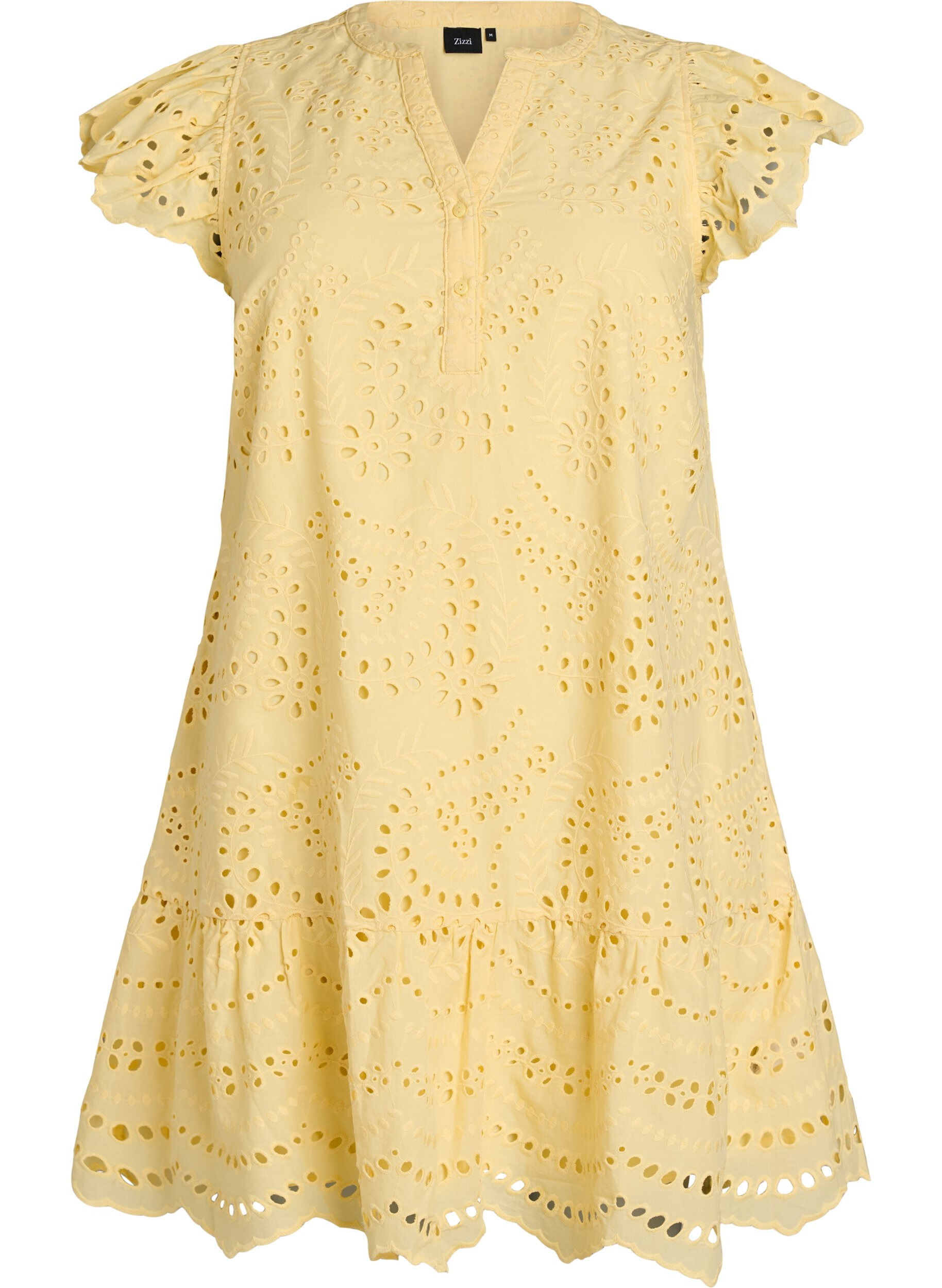 Broderie anglaise dress with ruffle sleeves