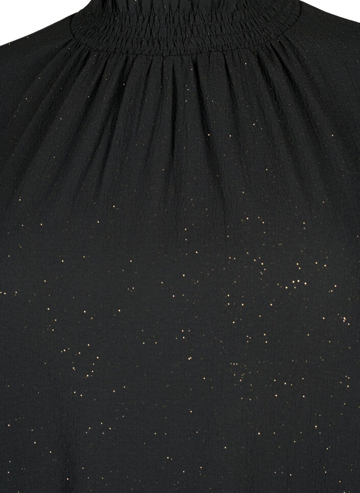 FLASH - Long sleeved blouse with smock and glitter	, Black w. Silver, Packshot image number 2