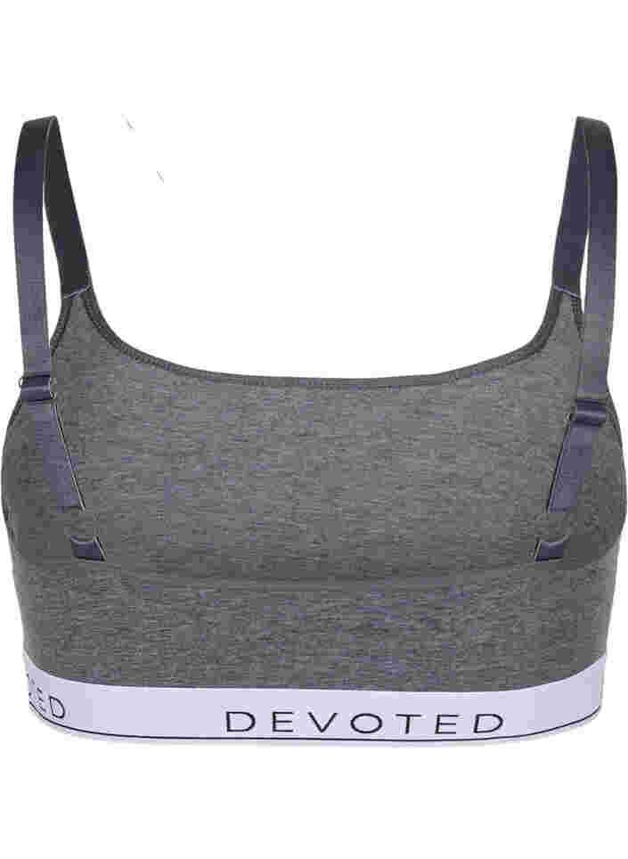 Soft bra with text print, Medium Grey Melange, Packshot image number 1