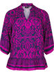 Blouse with print and 3/4 sleeves, Blue, Packshot image number 0