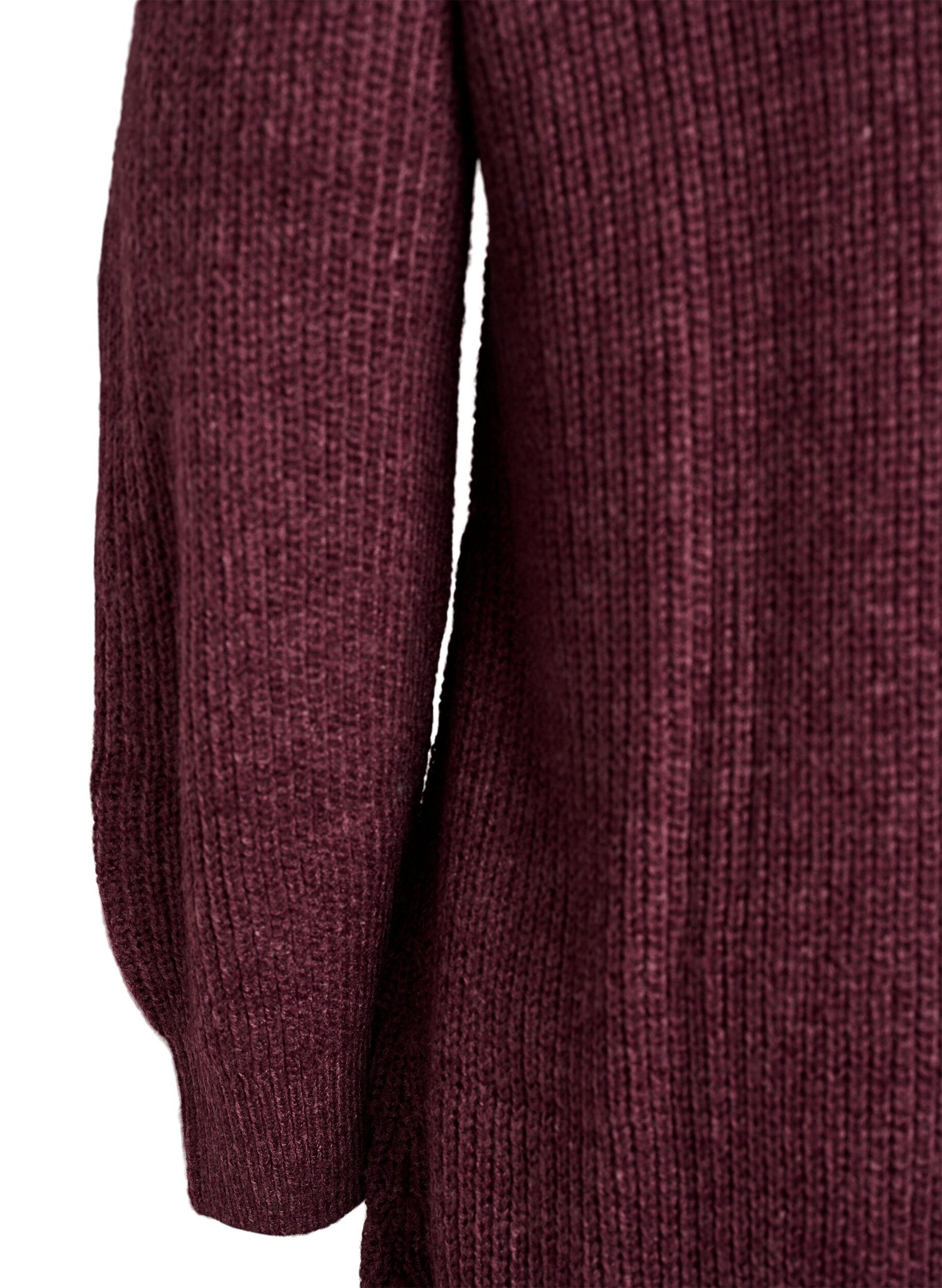 Zizzifashion FLASH - Short knit dress with high neck, Red, Packshot image number 3