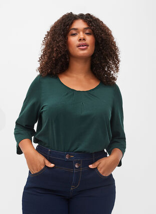 Cotton top with 3/4 sleeves, Scarab, Model image number 0