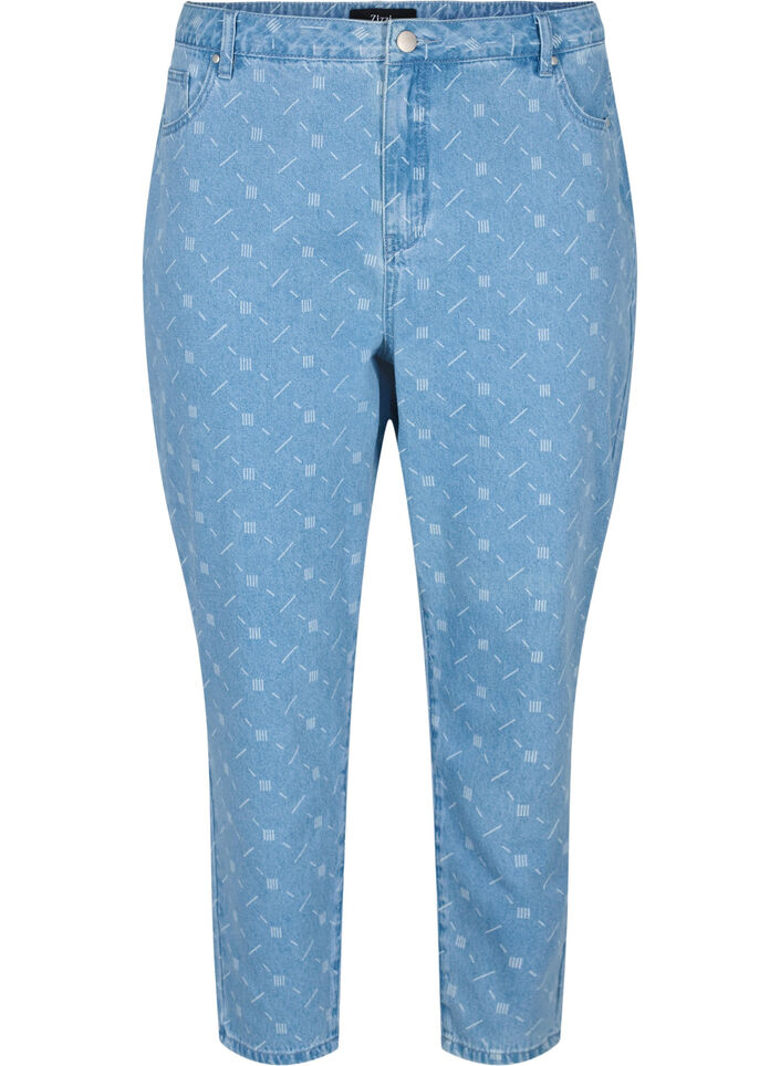 Mille mom fit jeans with print, Light blue denim, Packshot image number 0
