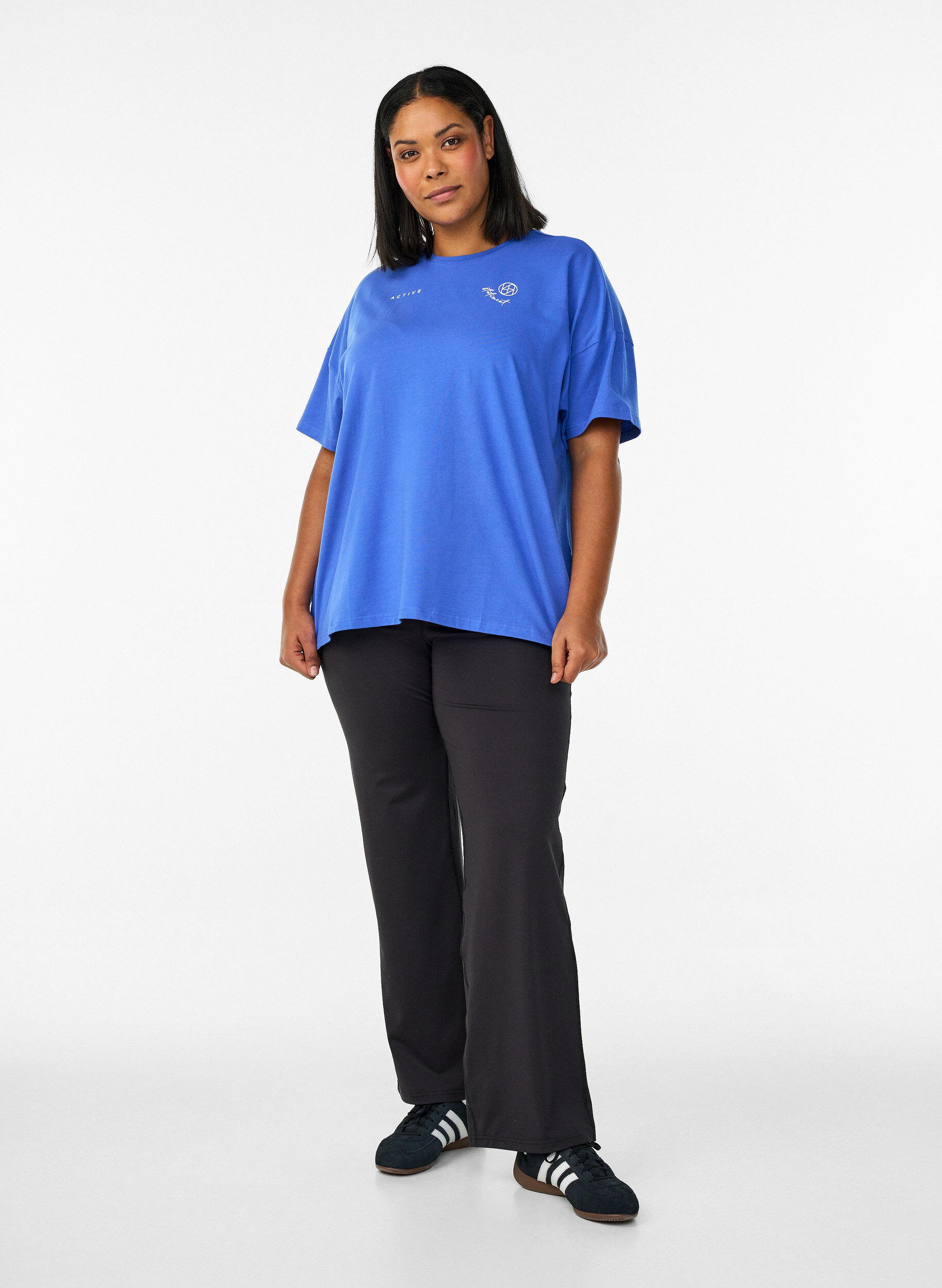 Zizzifashion Organic cotton T-shirt with a small front motif, Blue, Model image number 1