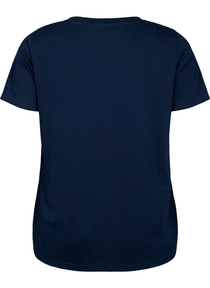 Short sleeve t-shirt with v-neckline, Blue, Packshot image number 1