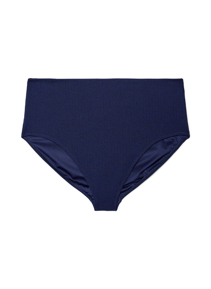 High-waisted bikini bottoms with texture, Blue, Packshot image number 0