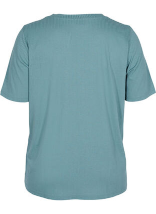 Short-sleeved t-shirt in ribbed fabric, Goblin Blue, Packshot image number 1