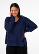 Knitted blouse with v-neck and long sleeves, Naval A. Black Mel., Model image number 0