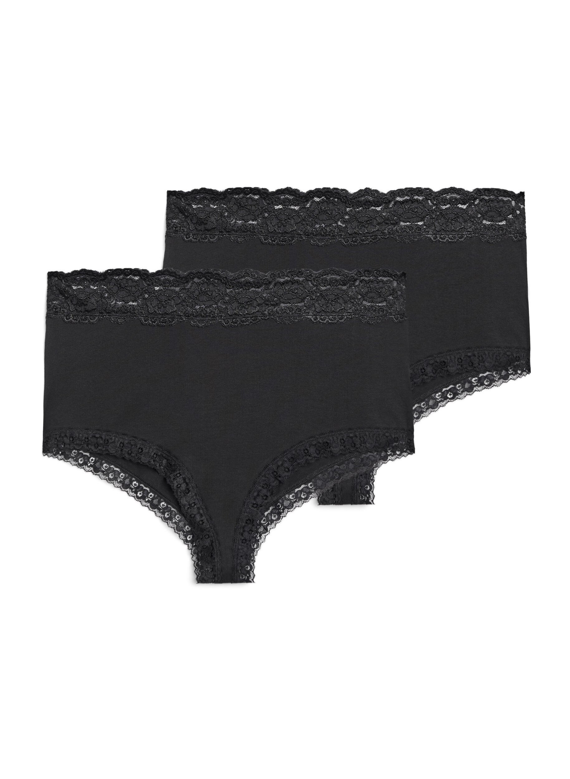 2-pack hipsters with lace trim and high waist