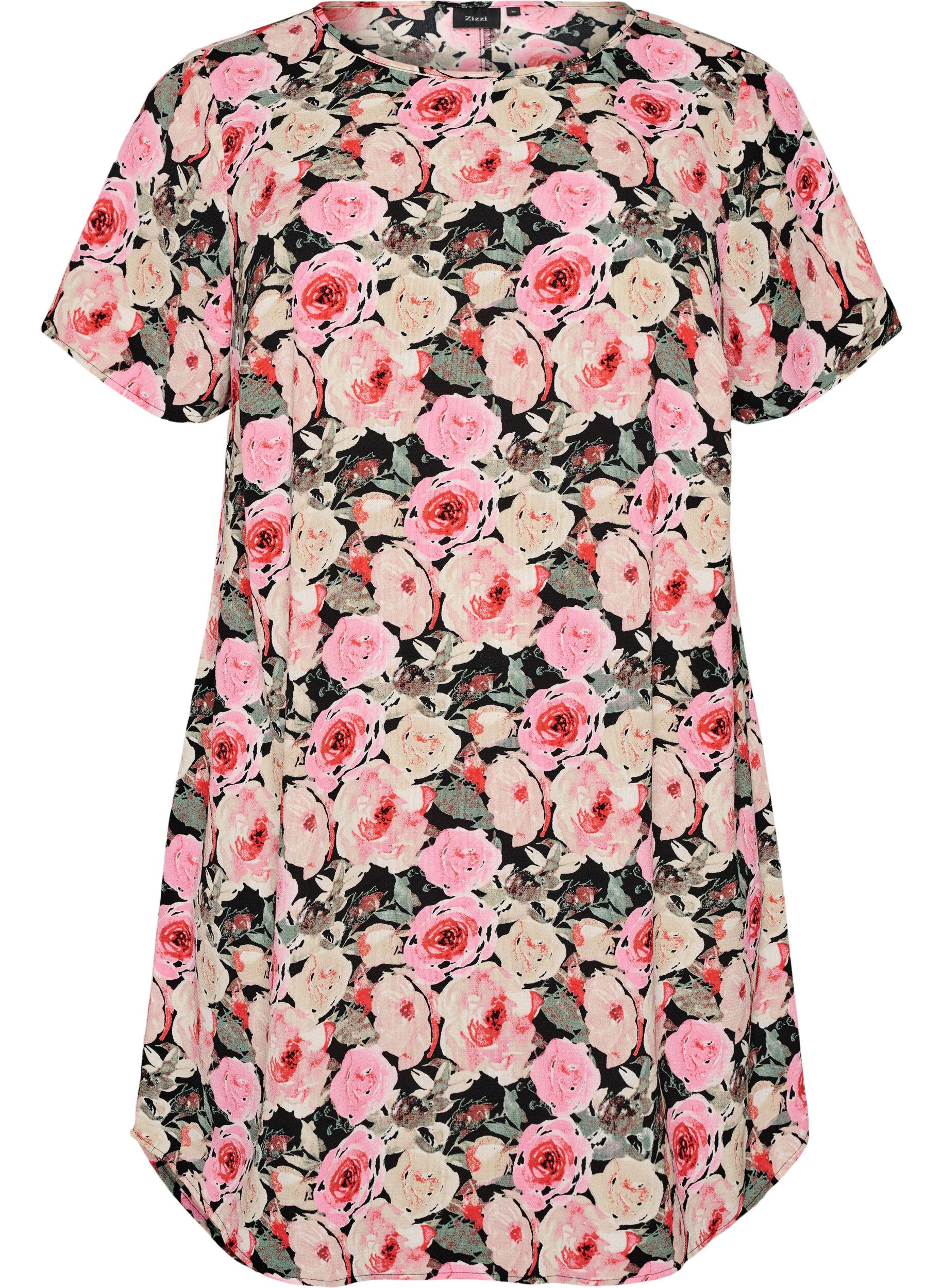 Zizzifashion Dress with print and short sleeves, Rose, Packshot image number 0