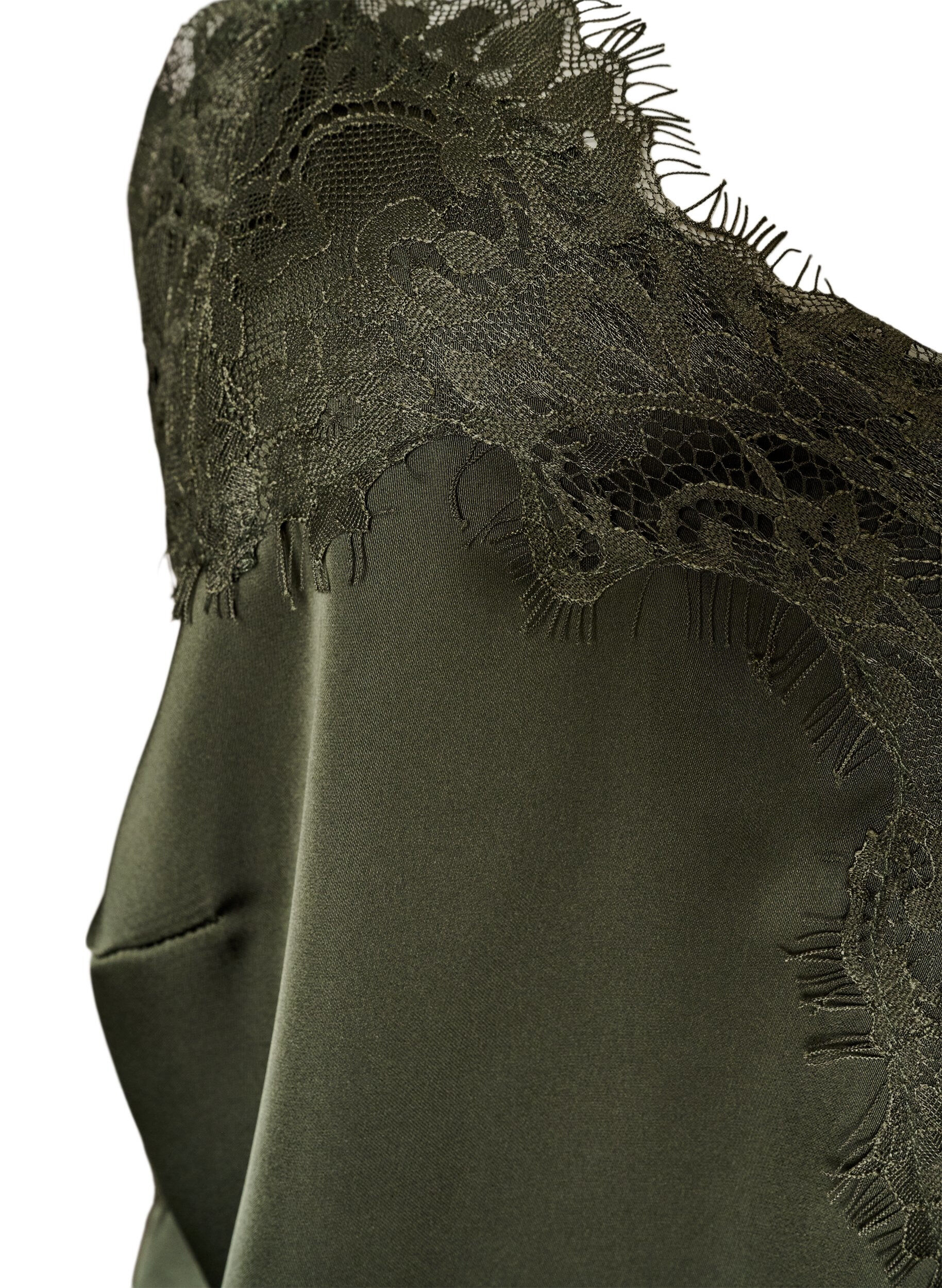 ZizzifashionSatin dress with lace and an asymmetrical hem, Green, Packshot image number 2