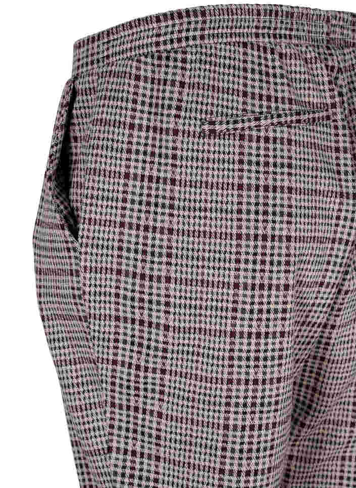 Cropped Maddison trousers with checkered pattern, Brown Check, Packshot image number 3