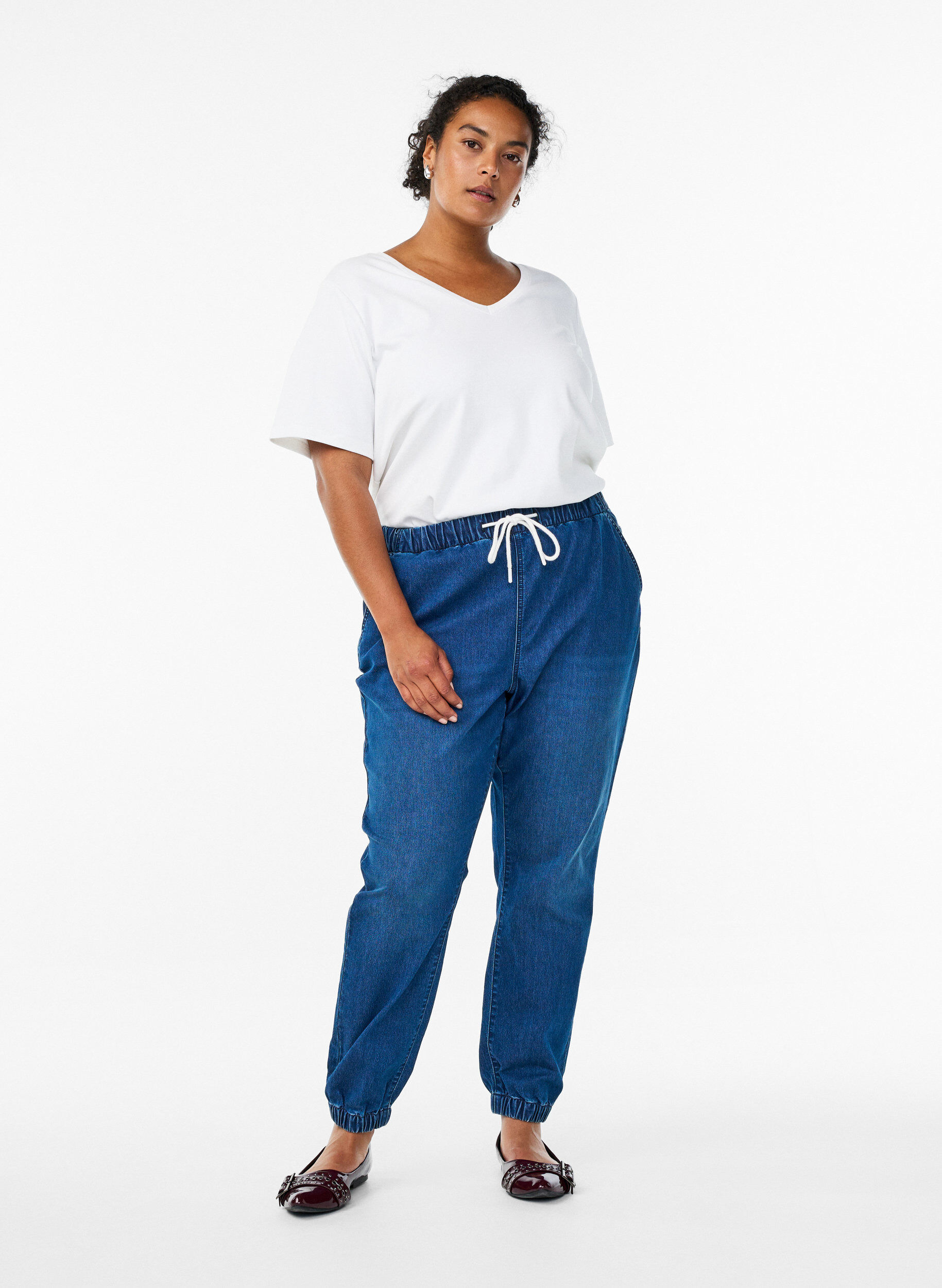 ZizzifashionDenim joggers with pockets, Blue, Model image number 1