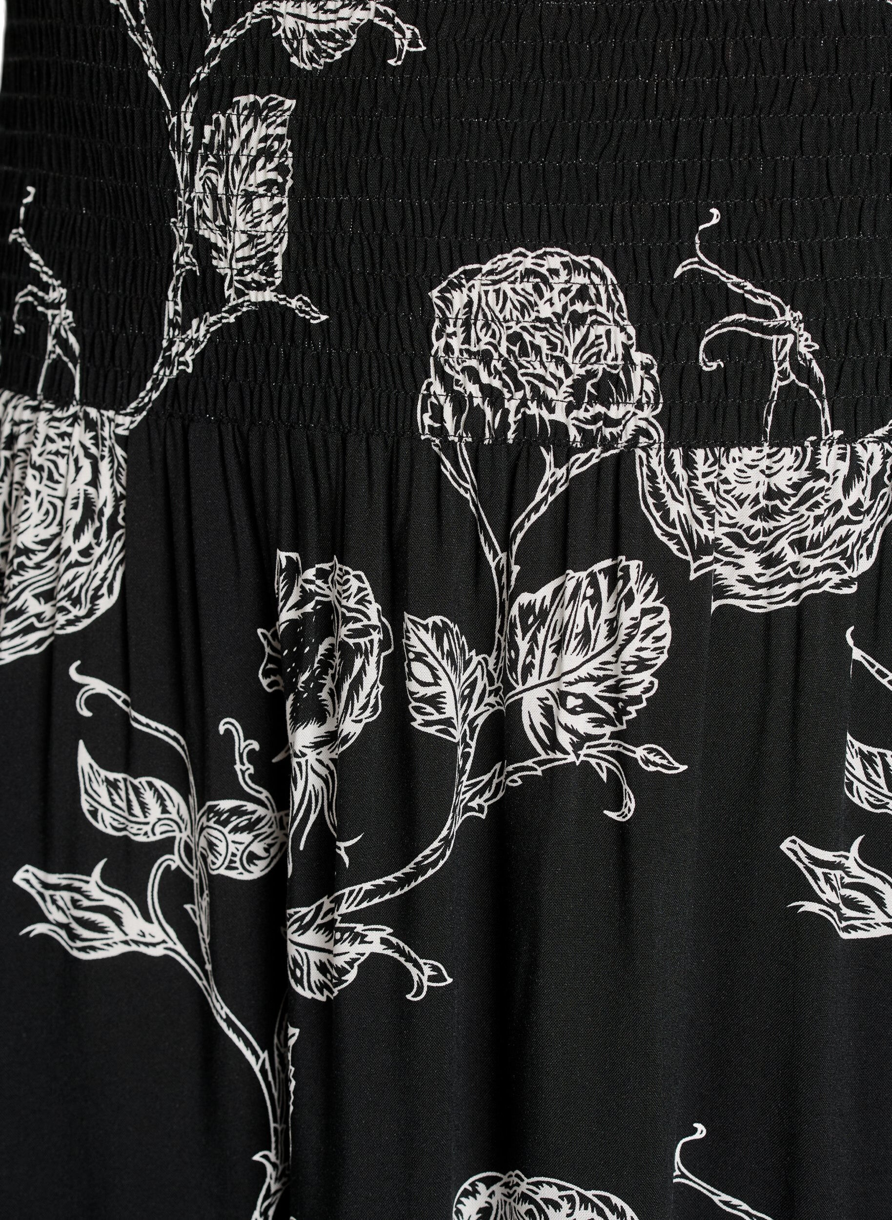 ZizzifashionViscose maxi skirt with smocking, Black, Packshot image number 2