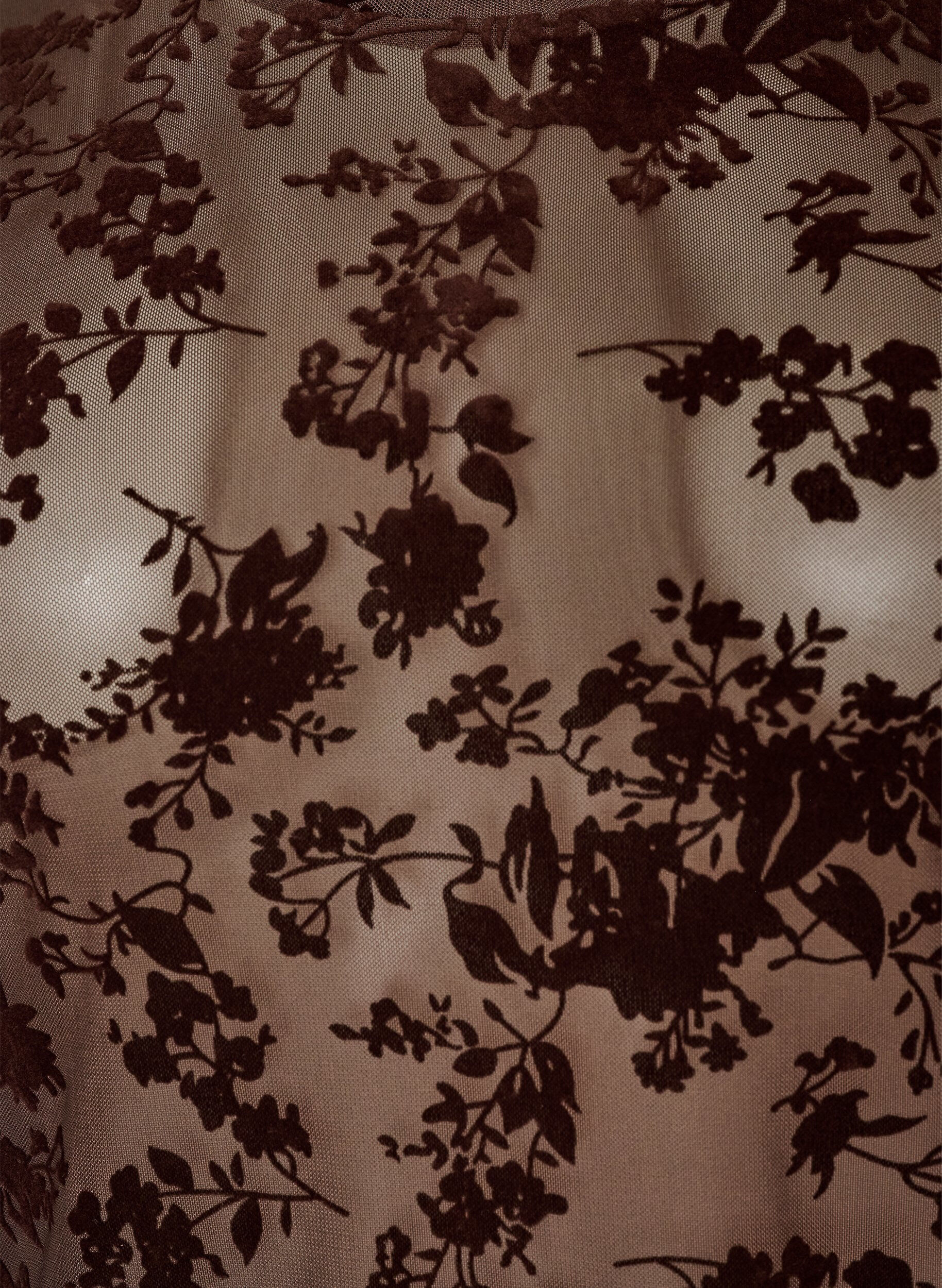 ZizzifashionMesh blouse with floral pattern, Brown, Packshot image number 2