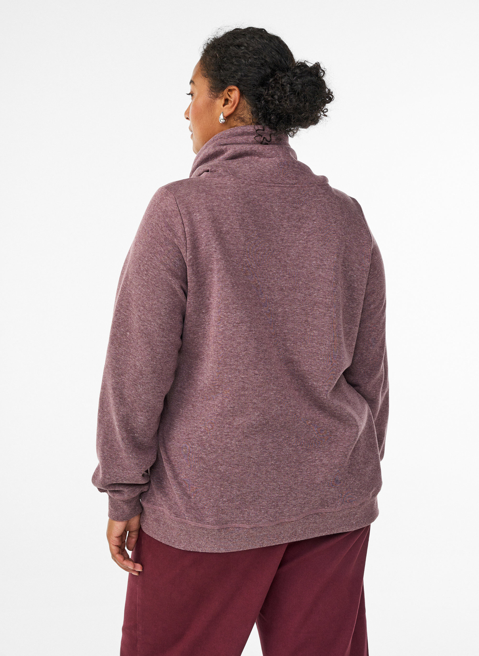 ZizzifashionSweatshirt with high collar and pockets, Red, Model image number 2