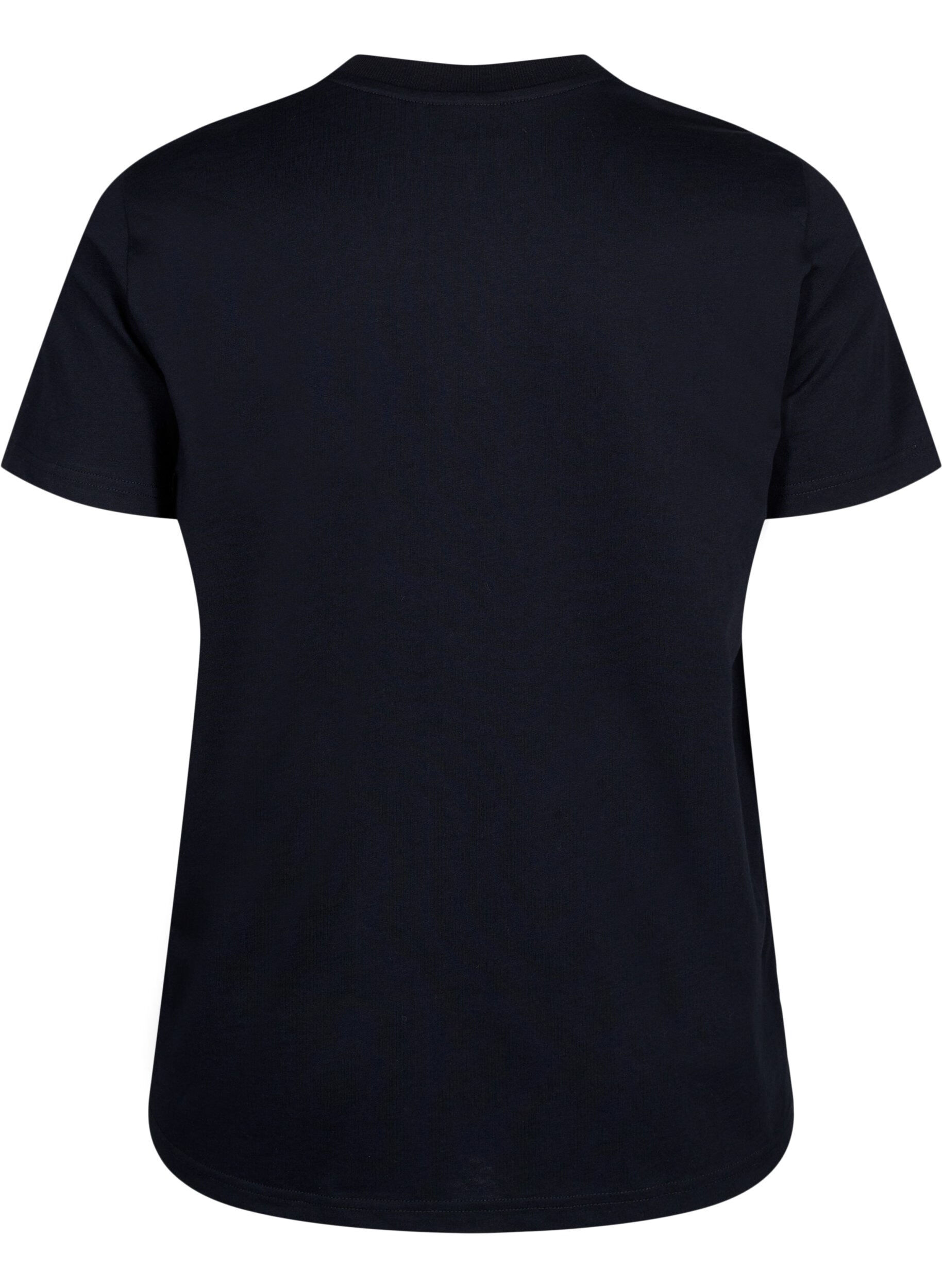 ZizzifashionBasic cotton T-shirt with round neck, Black, Packshot image number 1