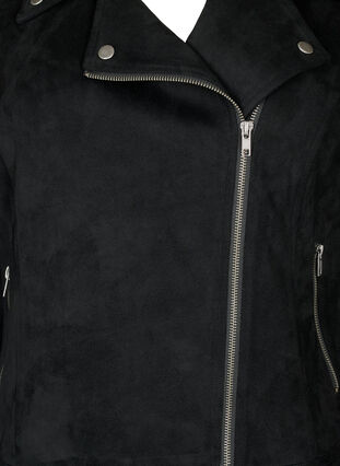 Biker jacket in faux suede, Black, Packshot image number 2