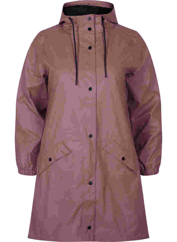 Rain jacket with hood and button fastening, Rose Taupe, Packshot image number 0