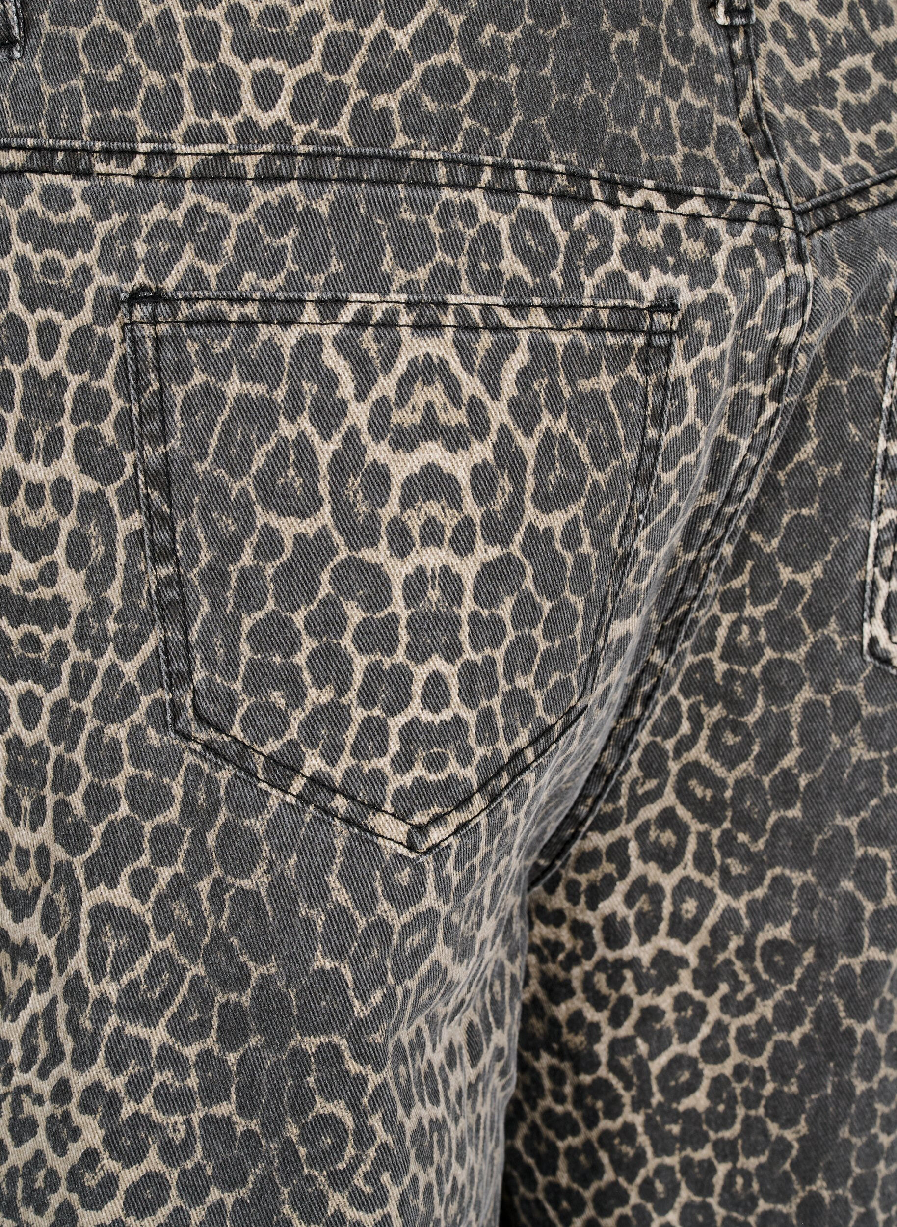 ZizzifashionLeopard print denim Bermuda shorts, Brown, Packshot image number 3