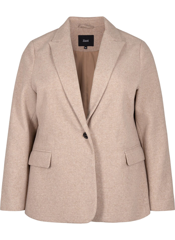 Melange blazer with slit, Pumice Stone Mel., Packshot image number 0
