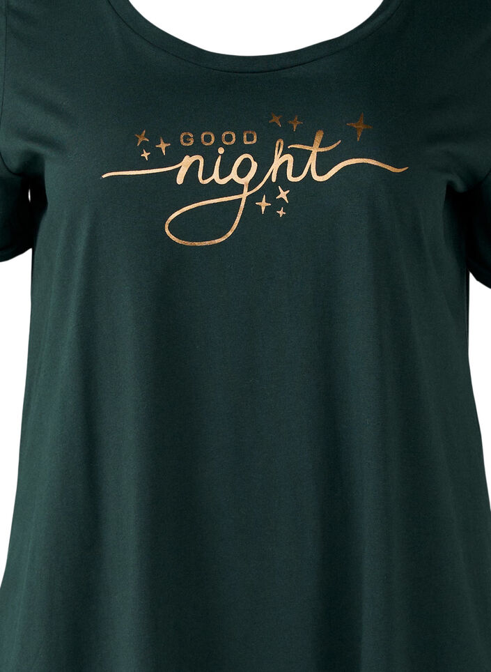 Short-sleeved nightgown in organic cotton, Green, Packshot image number 2