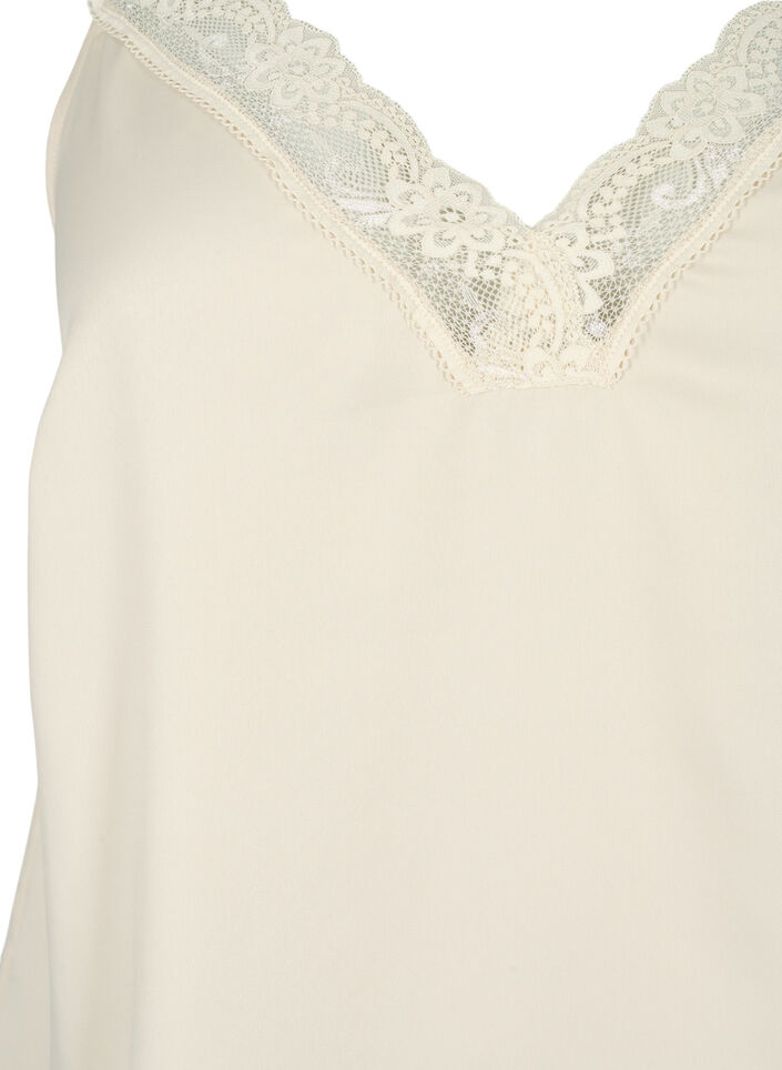 FLASH - Top with v-neck and lace edge, Fog, Packshot image number 2