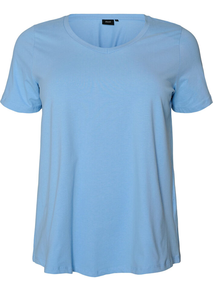 Basic plain cotton t-shirt, Light Blue, Packshot image number 0