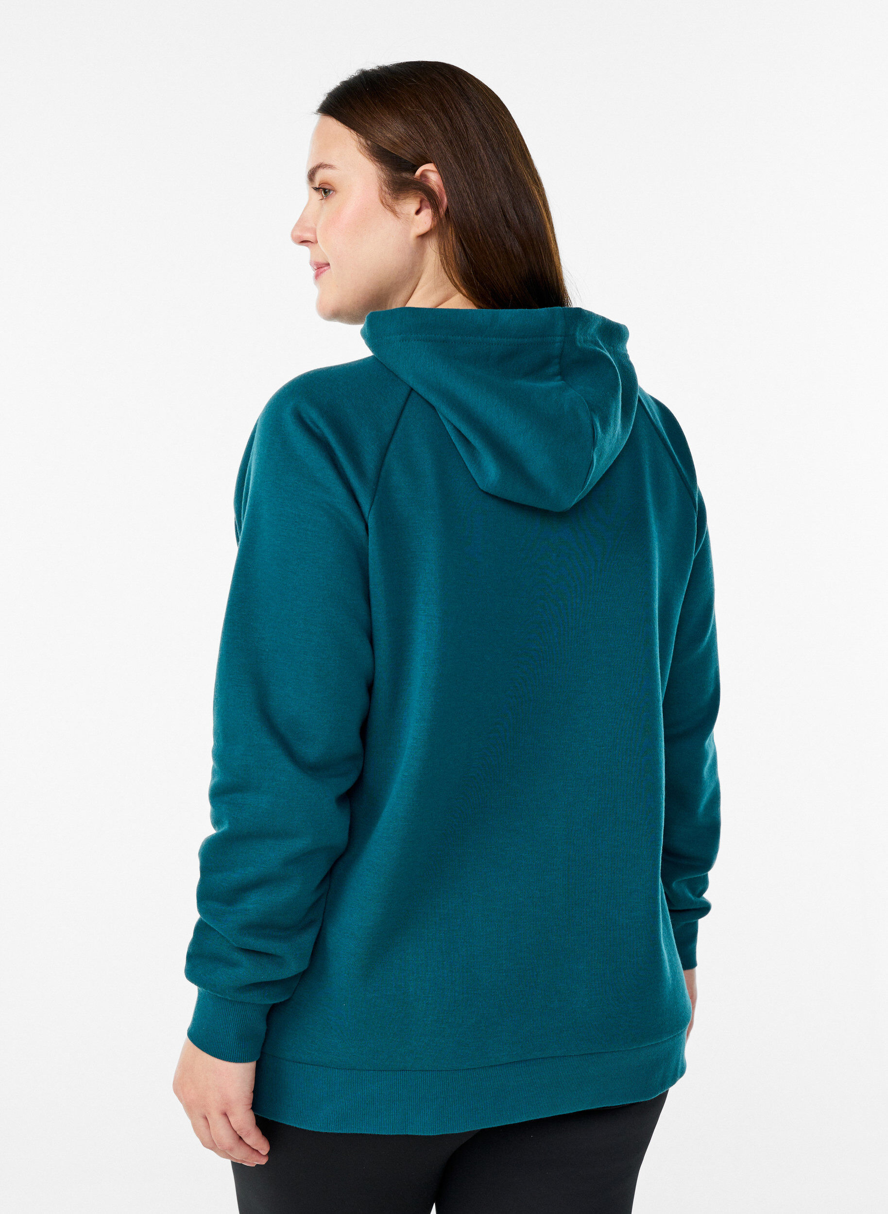 ZizzifashionHoodie with embroidered front motif, Green, Model image number 2