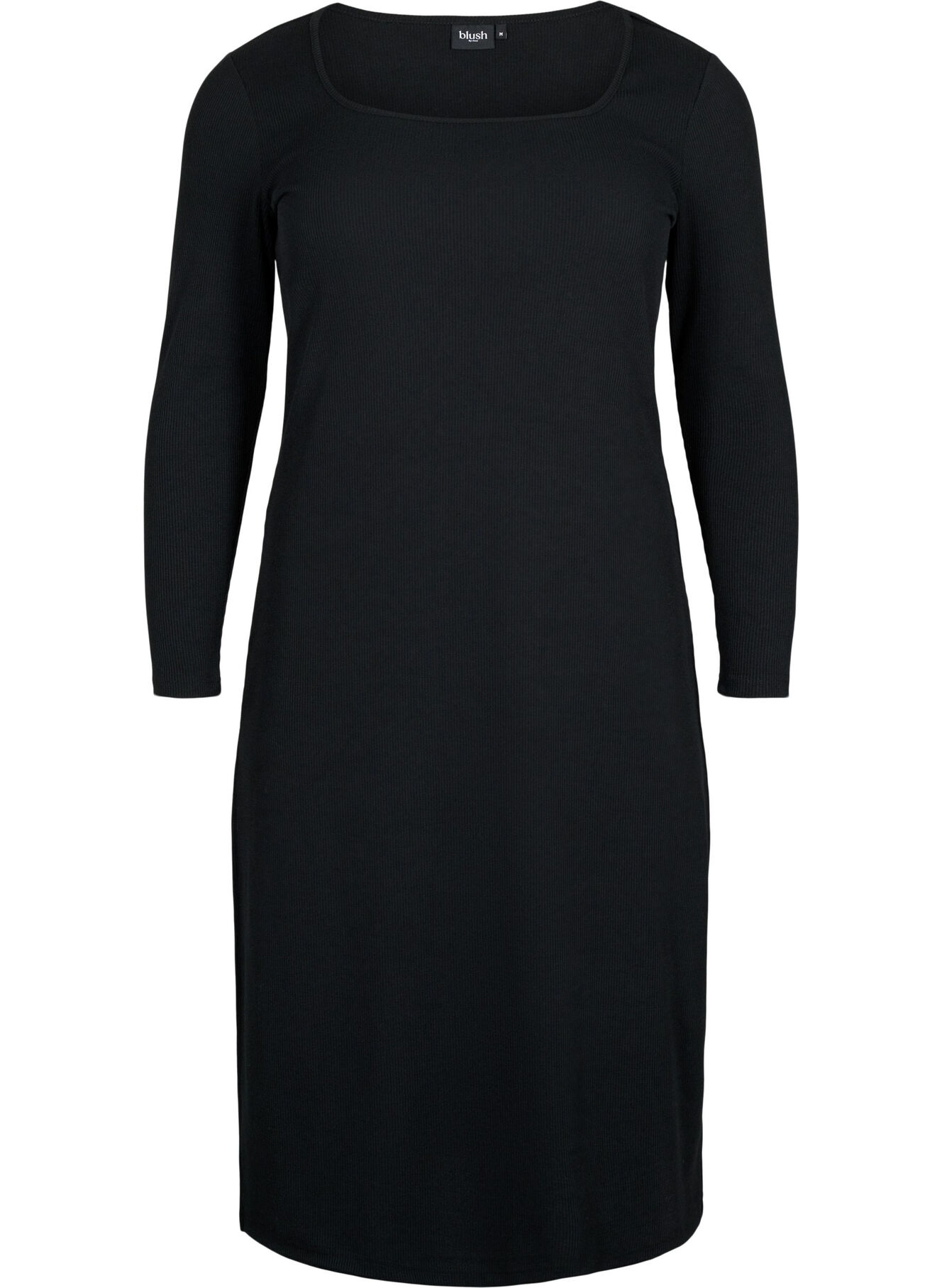Tight-fitting dress with long sleeves and a slit - Black - Sz. 40-64 - Zizzifashion Tight-fitting dress with long sleeves and a slit - Black - Sz. 40-64 - Zizzifashion