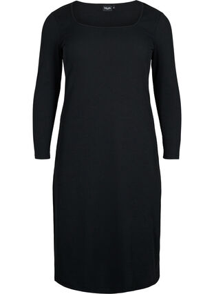 Tight-fitting dress with long sleeves and a slit - Black - Sz. 40-64 - Zizzifashion Tight-fitting dress with long sleeves and a slit - Black - Sz. 40-64 - Zizzifashion