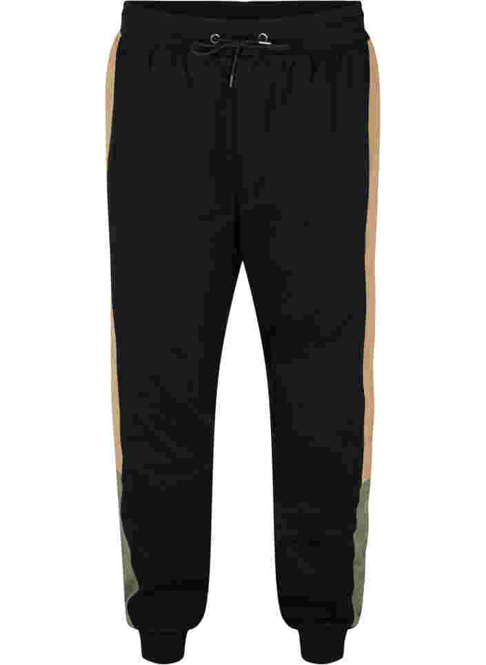 Sweatpants with track details, Black/Camel, Packshot image number 0