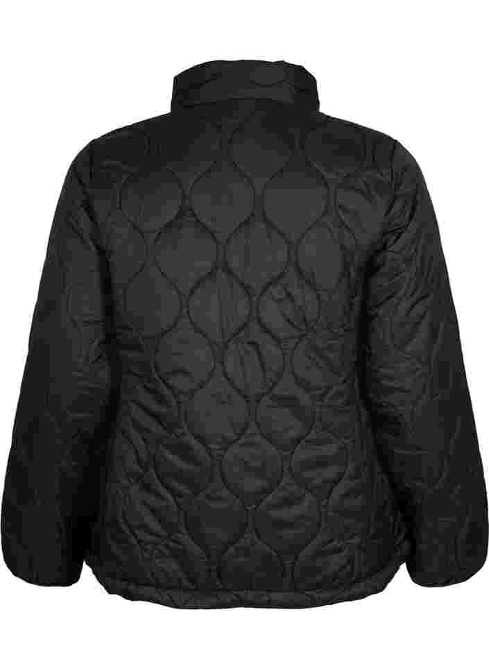 Quilted jacket with zip and pockets, Black, Packshot image number 1