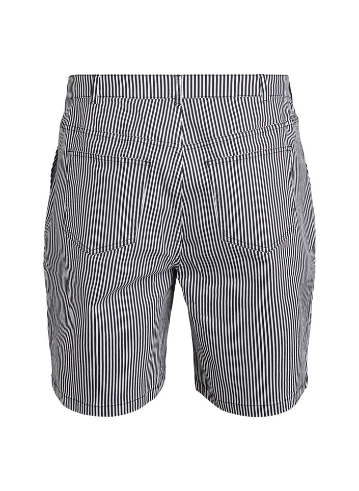 Striped Bermuda shorts with high waist, Black, Packshot image number 1