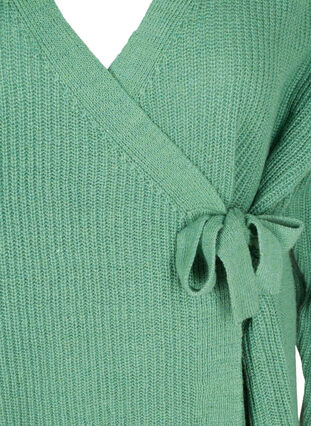 Knitted cardigan with wrap detail, Dusty Jade Green Mel, Packshot image number 2