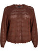 Loose knitted blouse with eyelet pattern, Brown, Packshot image number 0