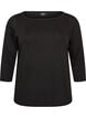 Basic T-shirt with boat neck and 3/4 sleeves, Black, Packshot image number 0